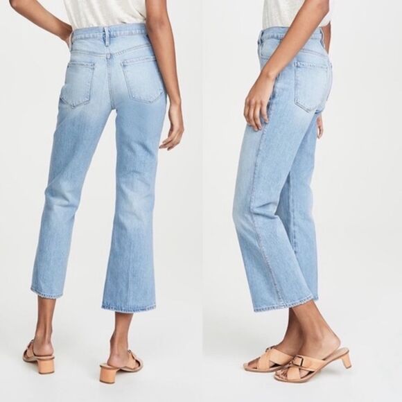 FRAME Jeans Boot Cut Le Sylvie Kick Boot High Waist Light Blue Wash Size 26 - Picture 2 of 14